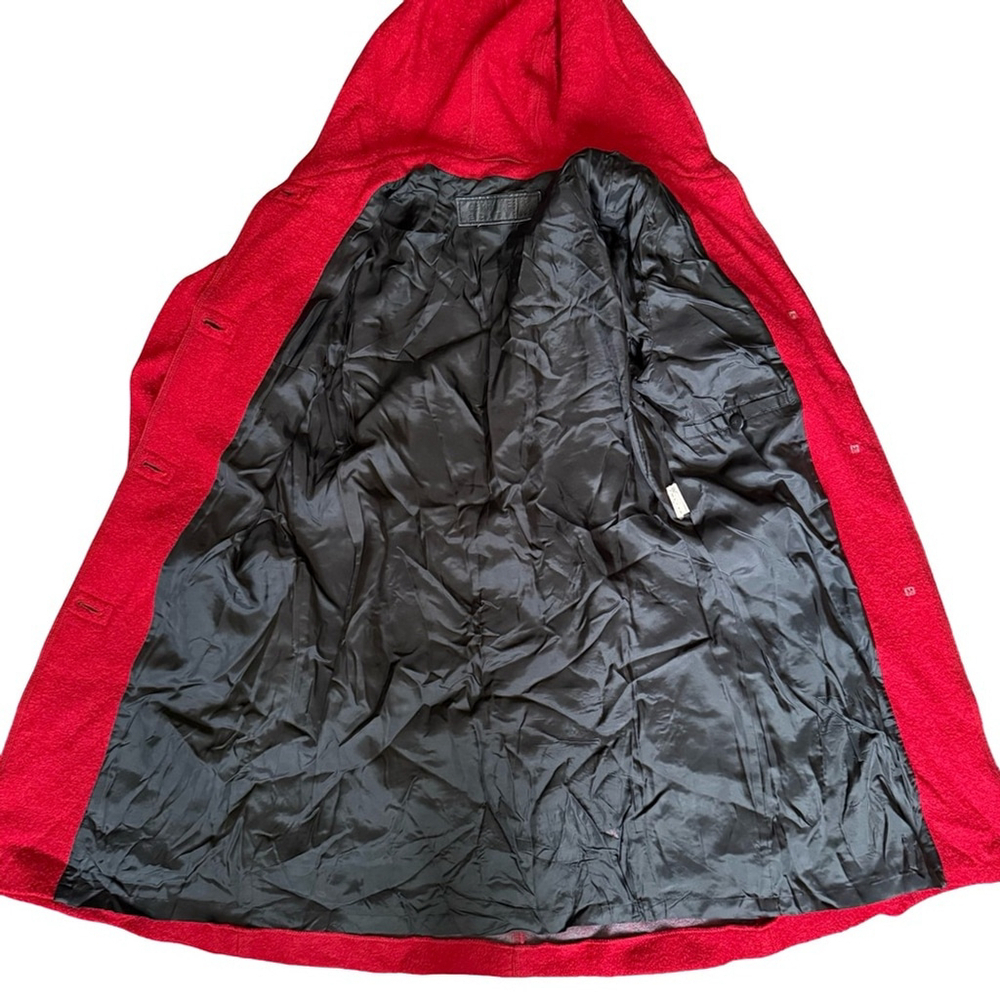 Gerry Weber Edition Red Hooded 100% Virgin Wool Trench Coat Size S M Winter - Picture 15 of 16